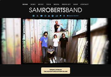 Screenshot of Sam Roberts Band website 