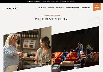 Image of Sandhill Wines website
